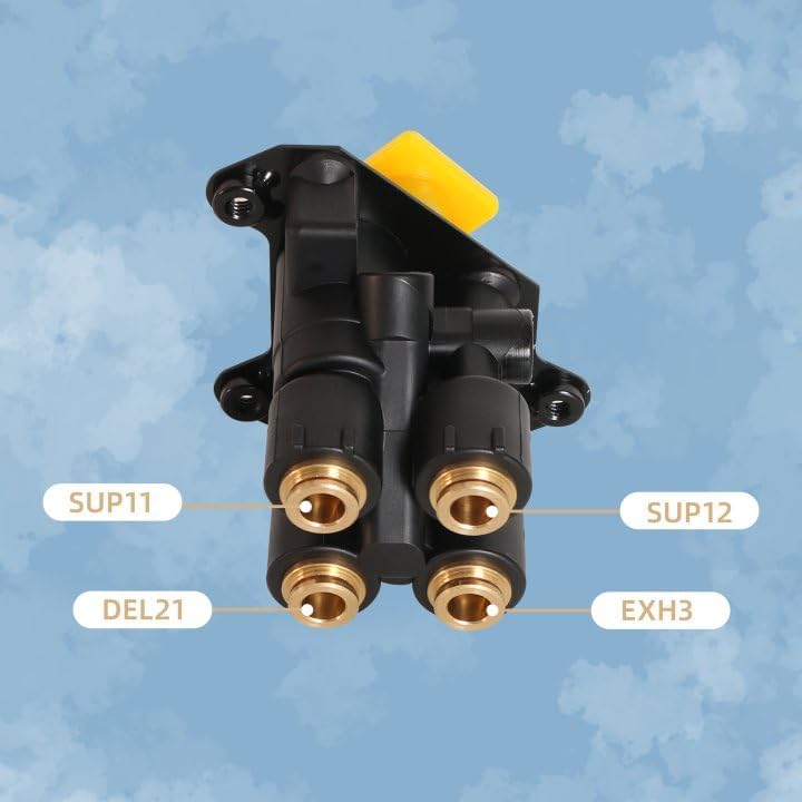 Riyhch PP-DC Dash Control Brake Valve Fit for Bendix 800733, IHC 2032342C91, Metal Air Control Valve with 3 Ports, 3/8 in Threaded Inlet, NPT Outlet, Polypropylene Body, Black Yellow - Image 4